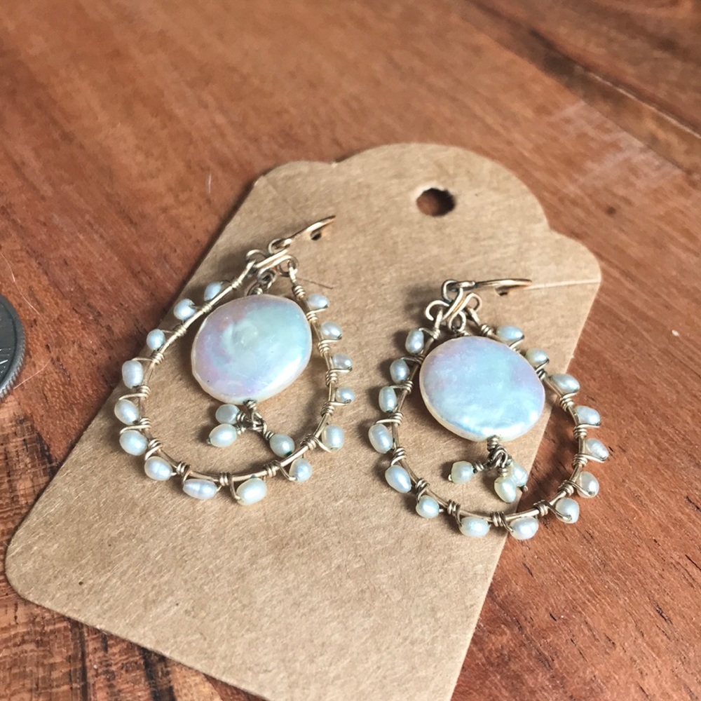 Anthropologie Freshwater Pearl Drop Earings